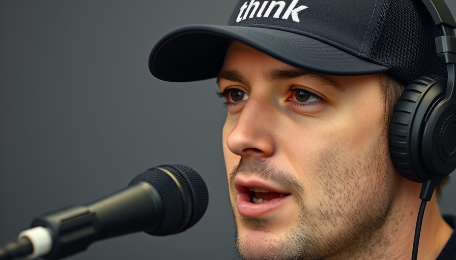 Man discussing YouTube monetization tools, wearing 'think' cap.