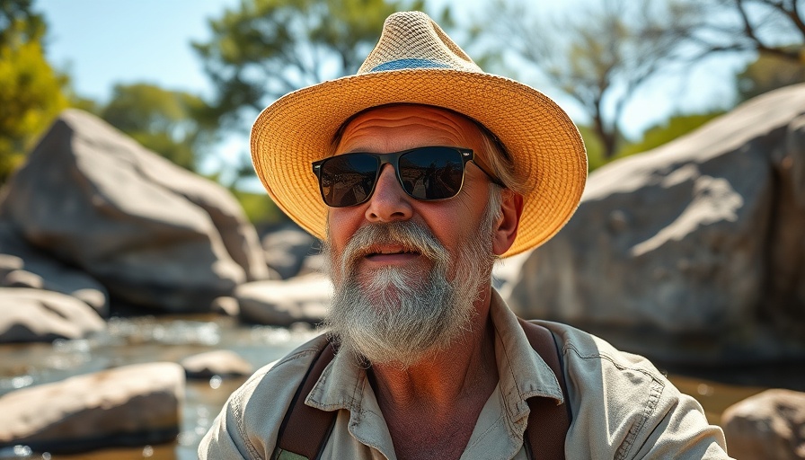 Mature man relaxing by a river, symbolizing how to spend less in retirement.