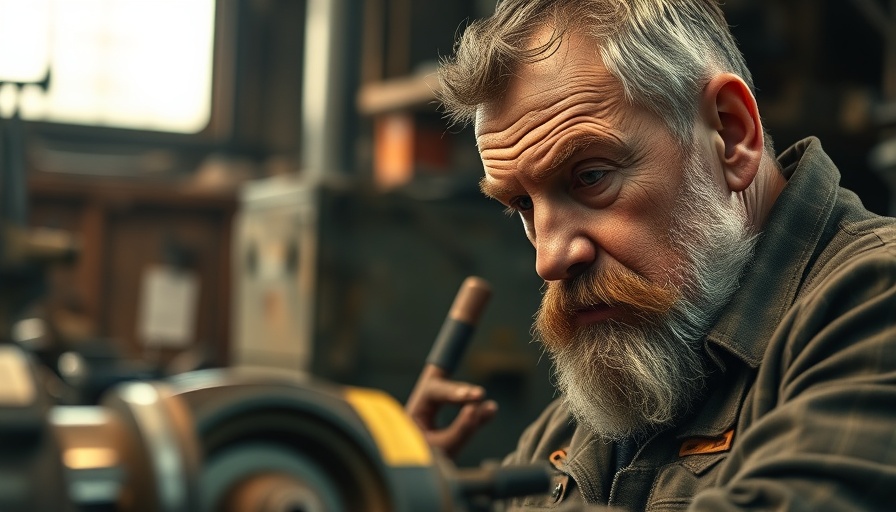 Free AI video creation alternative scene with focused man in workshop.