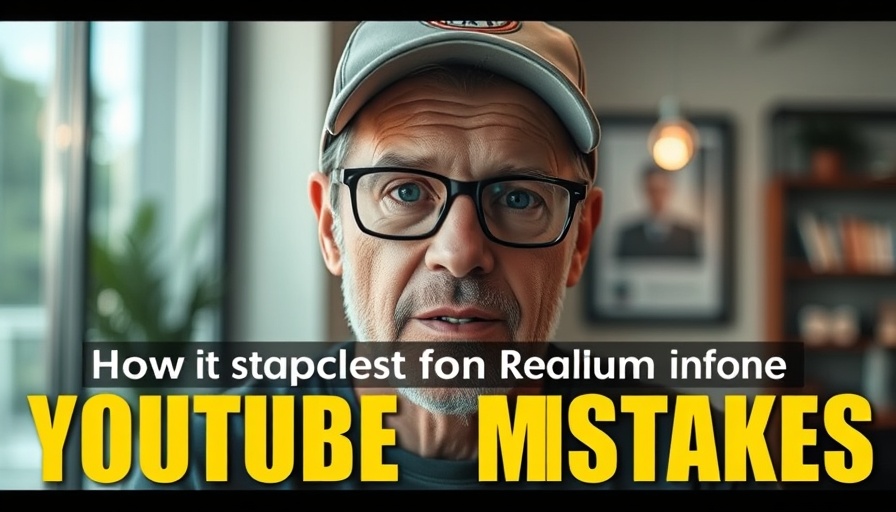 Man explaining YouTube beginner mistakes with text overlay.