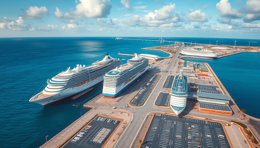 Aerial view of Port Canaveral with cruise ships and parking, highlighting fee increase topic.