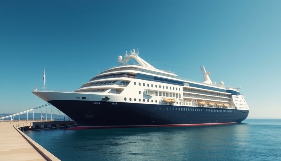 Modern cruise ship docked, related to Royal Caribbean itinerary changes due to weather.