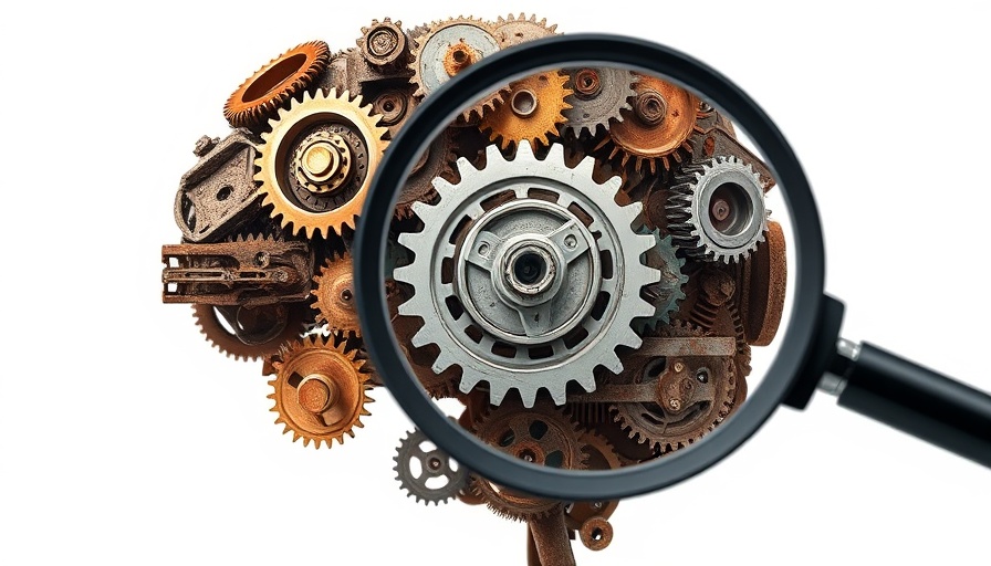 Cognitive impairment in aging illustrated with rusty gears in head.