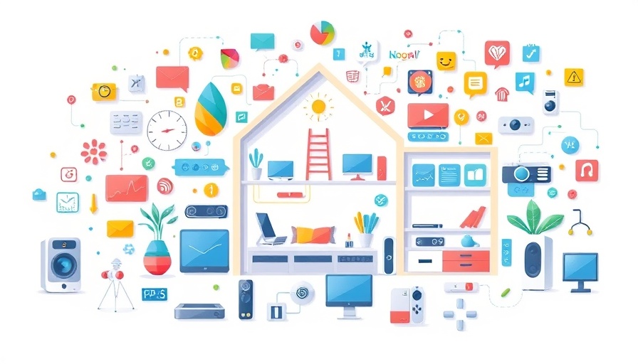 Illustration of smart home devices network representing Future of AI in Home Care