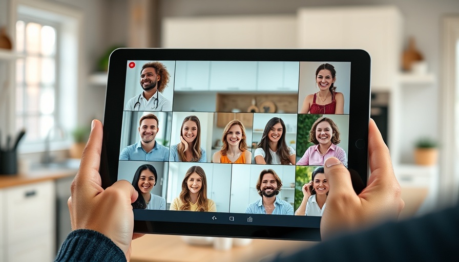Close-up of person using tablet for video call, staying social with tech
