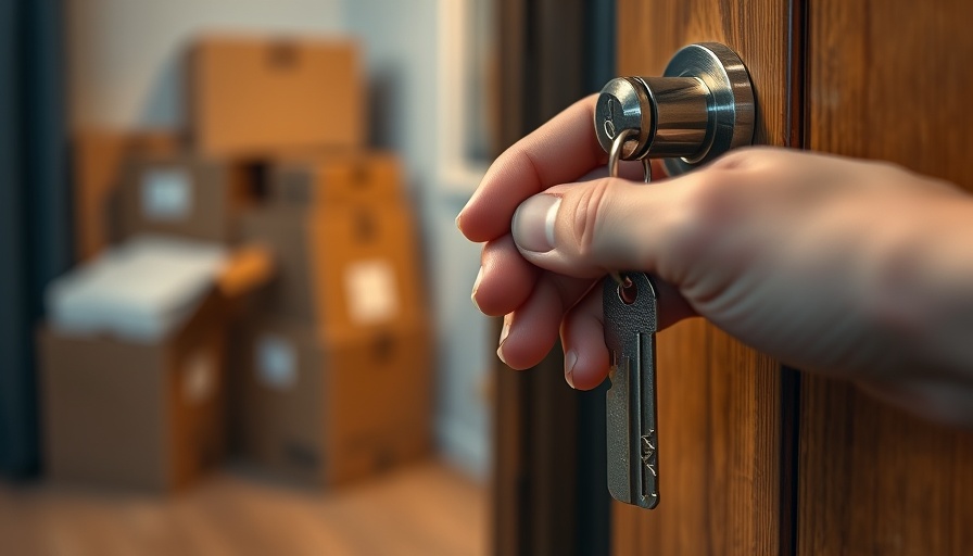 First apartments in New York City scene with key and moving boxes.