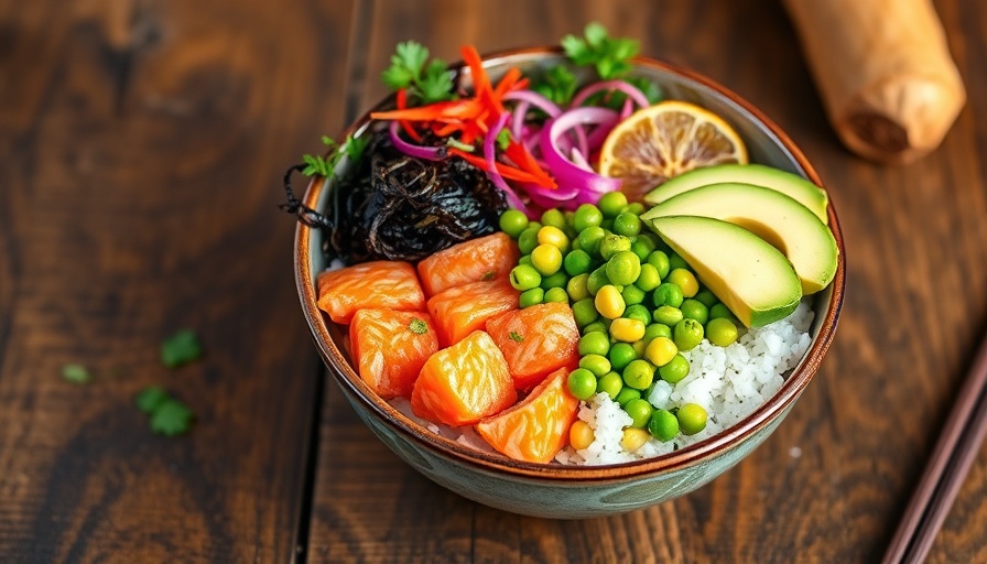Vibrant poke bowl with salmon and avocado breaks a fast.
