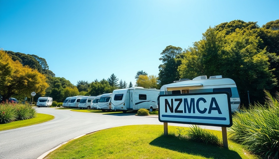 Coromandel Park RV area under clear blue sky, ideal for retiree travel.