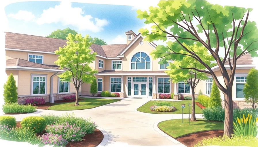 Charming senior living facility amidst green gardens showcasing changing attitudes in senior living.