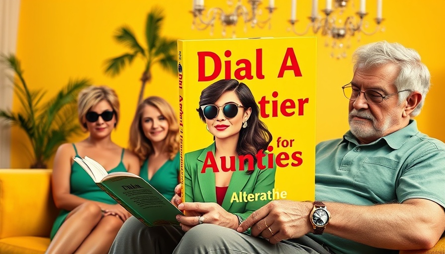 Family Connections in Dial A for Aunties book held by older man on yellow couch.