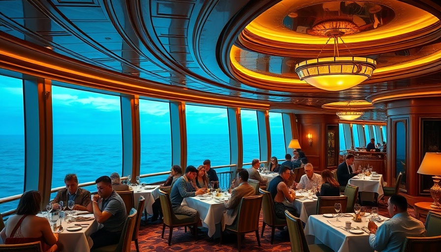 $40K luxury cruise dining area with ocean views and elegant design.