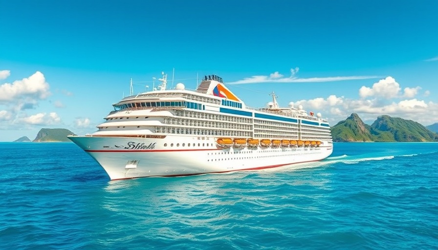 Tropical cruise ship sailing under a clear sky, affordable summer cruise options.