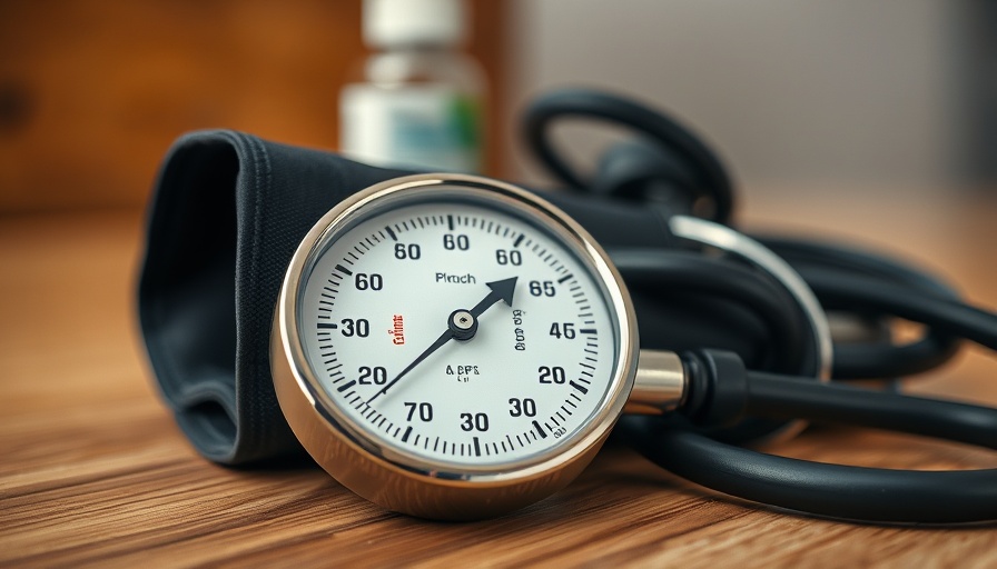 Blood pressure cuff with gauge and medicine bottle, indicating health management for lower blood pressure in aging.