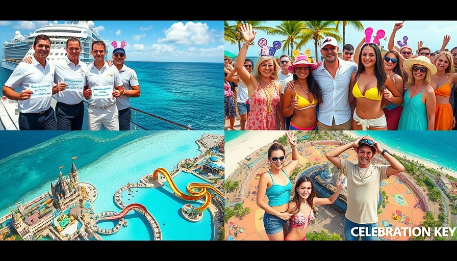 Carnival Vista's inaugural visit to Celebration Key collage.