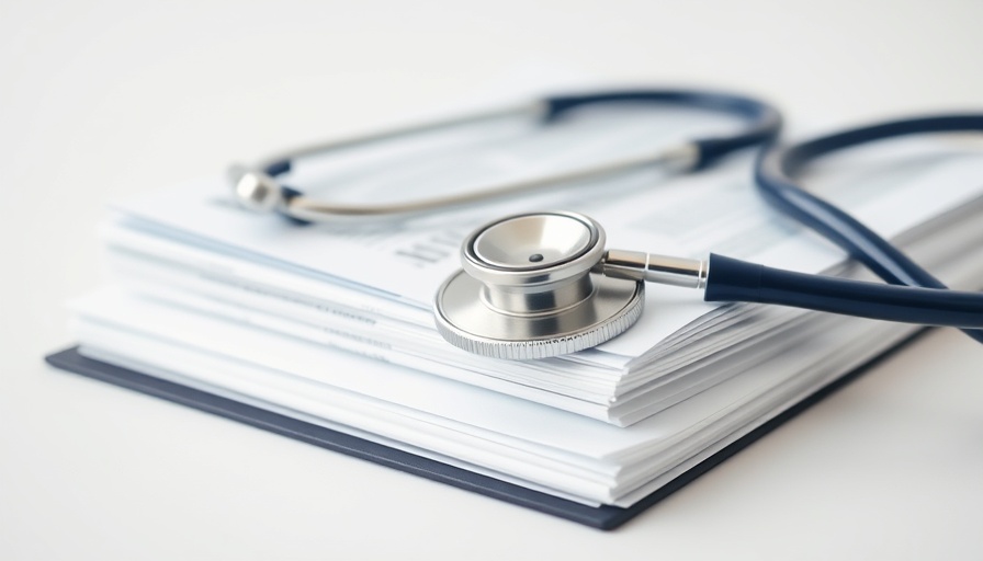 Stack of medical documents with a stethoscope, representing medical information to bring to a new doctor.