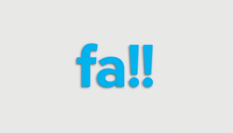 Minimal blue 'fa!' text on gray background, digital design.