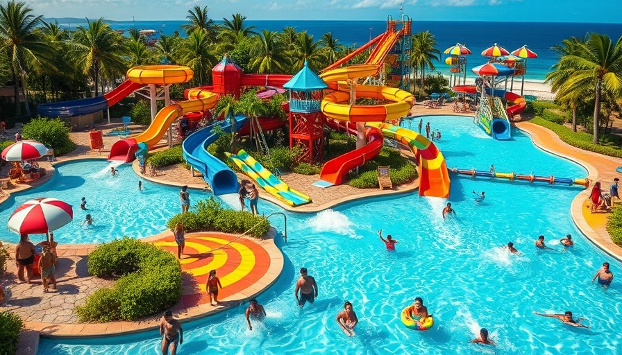 Great Tides Waterpark at Great Stirrup Cay, vibrant slides and pools.