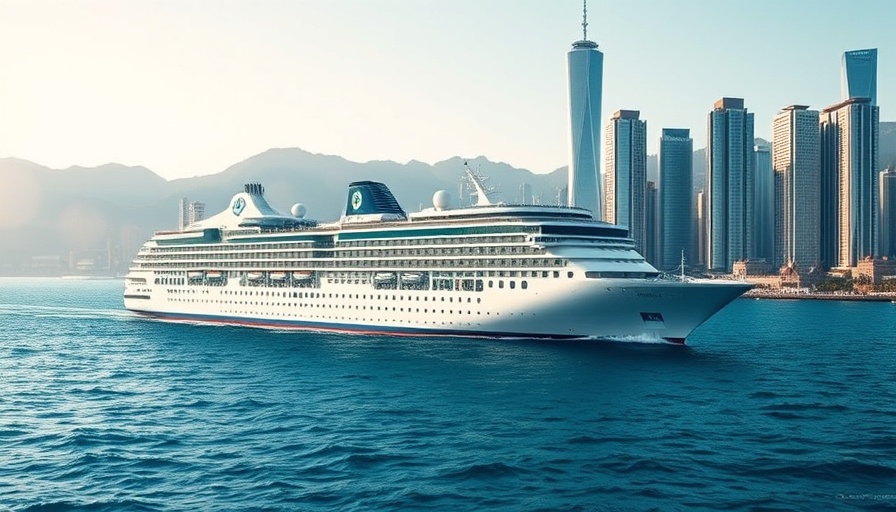 Middle East cruise ship sailing near modern cityscape
