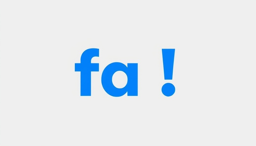 Blue 'fa!' icon on gray background, minimalistic design