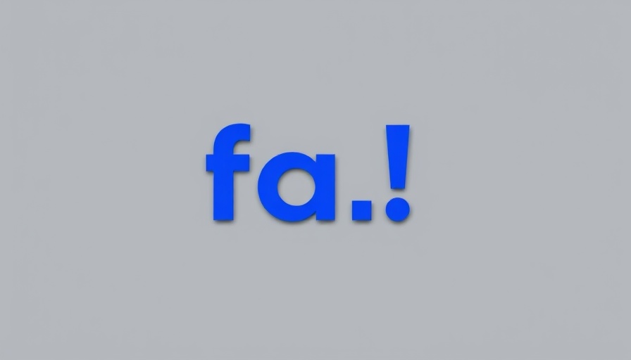 Minimalist blue 'fa!' logo on gray background.