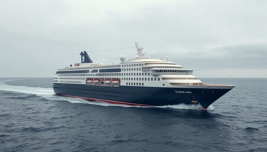 Cruise ship navigating open sea under cloudy skies, Hurricane Erin itinerary changes