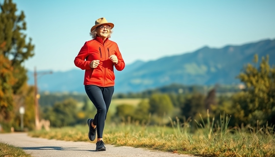 Senior woman jogging in countryside, tips for senior runners.