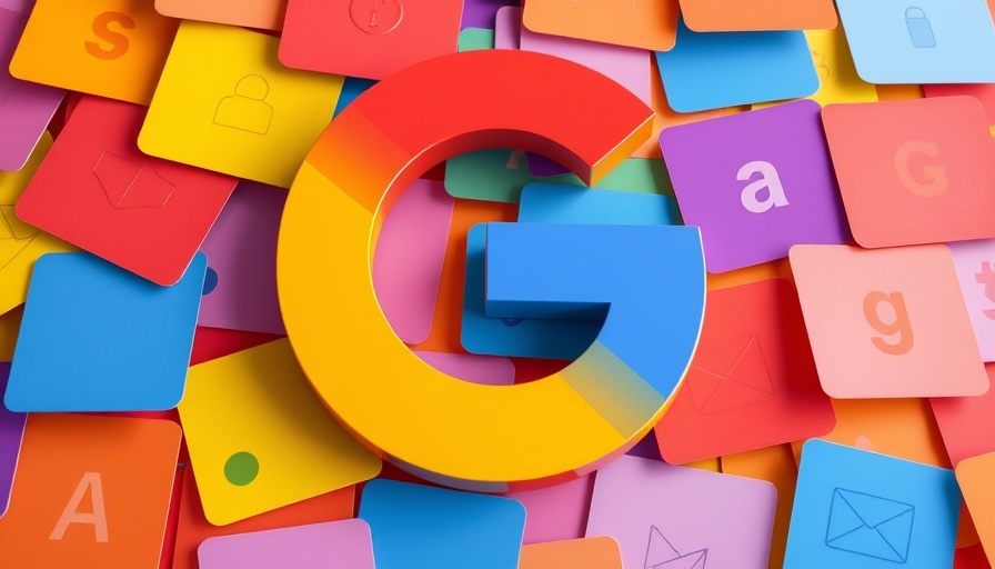 Digital media cards with Google logo representing information flow.