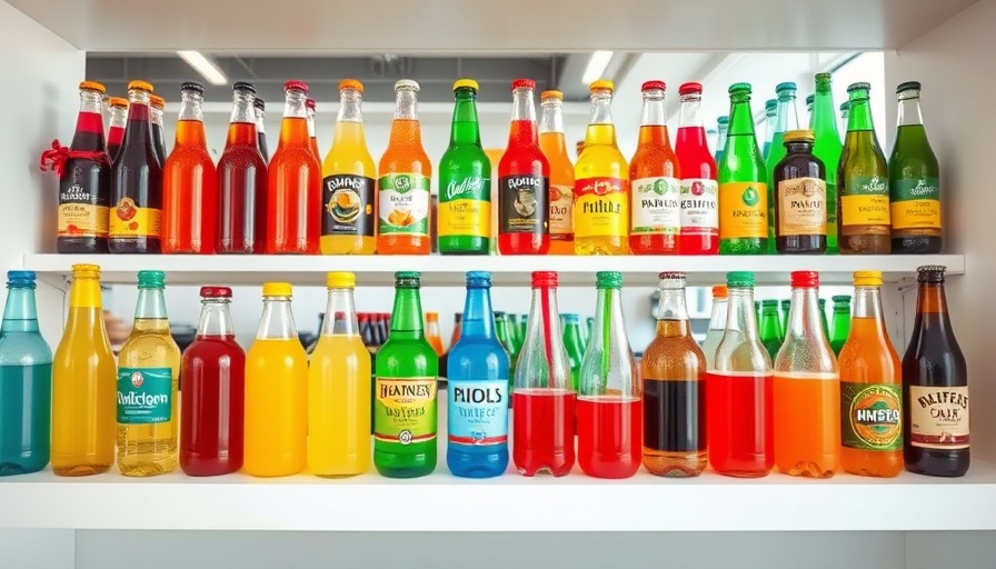 Colorful beverage bottles on a shelf symbolizing healthy drinks for Kiwi retirees.