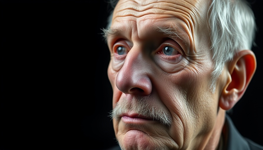 Thoughtful elderly man profile, male menopause signs and solutions.