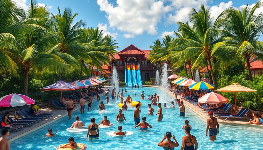 Royal Caribbean port plans showing vibrant tropical water park.
