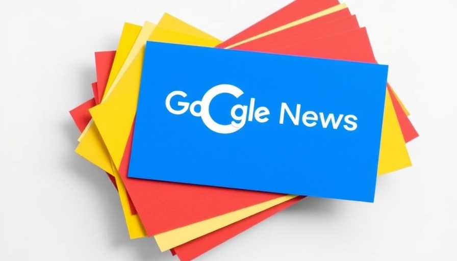 Google News logo, colorful cards.