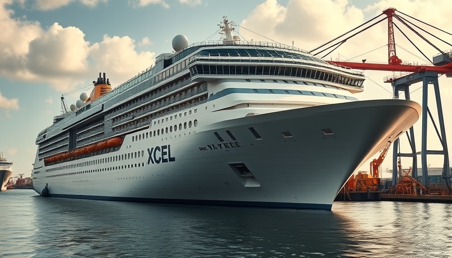 Celebrity Xcel cruise ship docked in shipyard, crane visible.