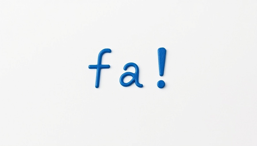 Typographic art of 'fa!' in blue on light gray background