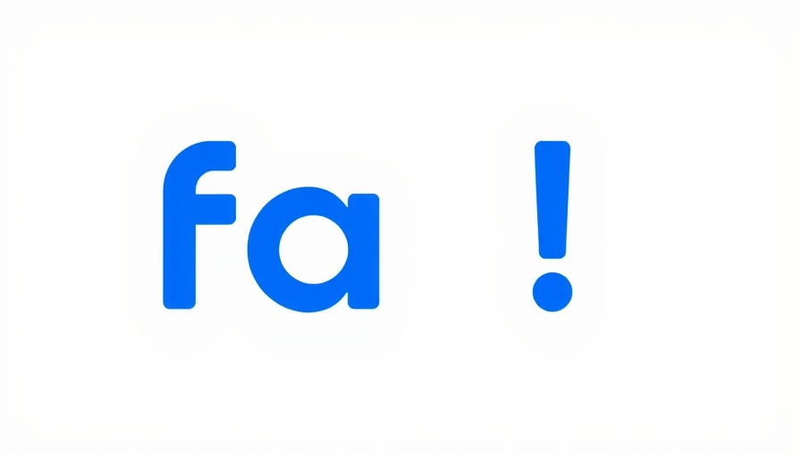 Minimalist blue 'fa!' on gray background, modern design.