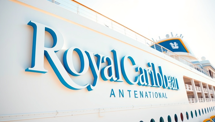 Royal Caribbean International ship logo close-up, showcasing branding.