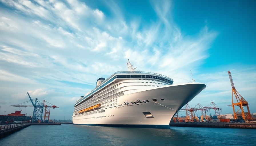 Carnival Cruise Line ship docked at port under cloudy sky.