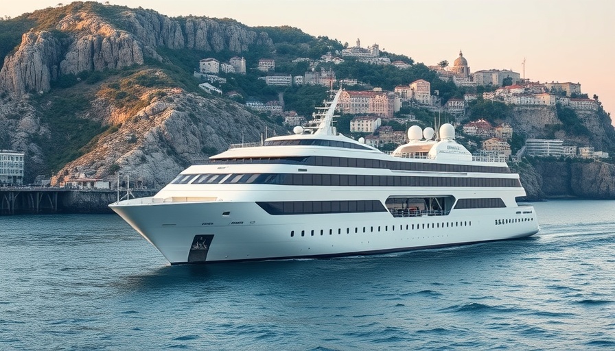 Elegant cruise ship near coastline in French Polynesia
