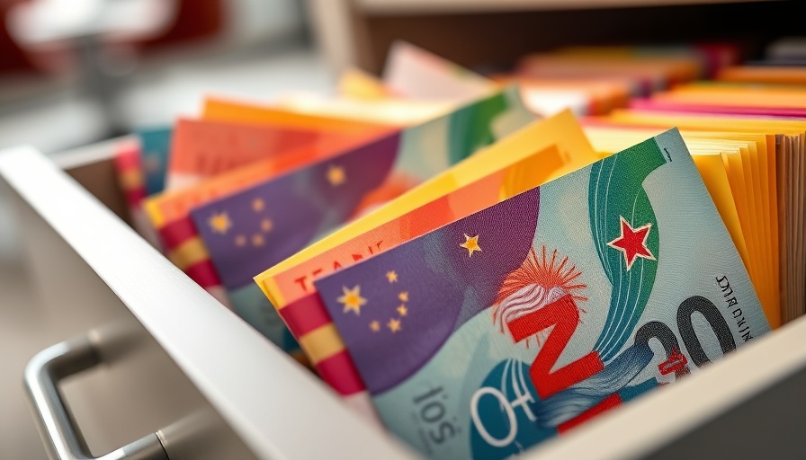 Managing finances with colorful New Zealand currency.