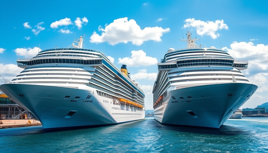Cruise comparison: Royal Caribbean vs MSC ships docked under blue sky.