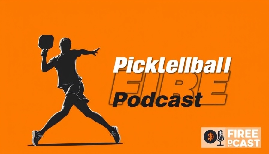 Pickleball Fire Podcast cover with orange theme and player silhouette.