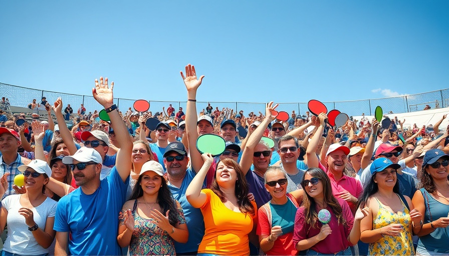 Cheerful pickleball fans showing excitement at a sponsored event.