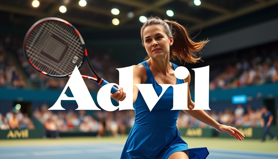 Advil Targeted Relief at MLP Dallas announcement featuring tennis player.