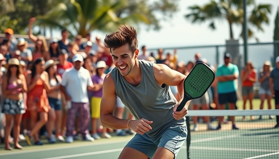Major League Pickleball athlete in action during match with crowd.