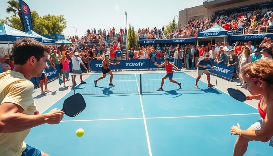 Major League Pickleball event with Toray sponsorship banners.