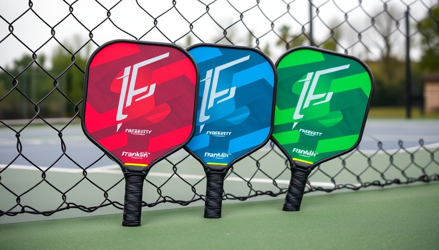 Franklin C45° Dynasty paddles against fence on court.