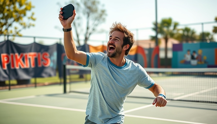 Energetic player celebrates on pickleball court, capturing global Pickleball phenomenon.
