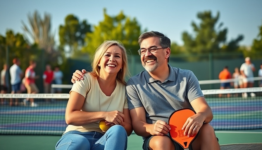 Couple enjoying pickleball together outdoors