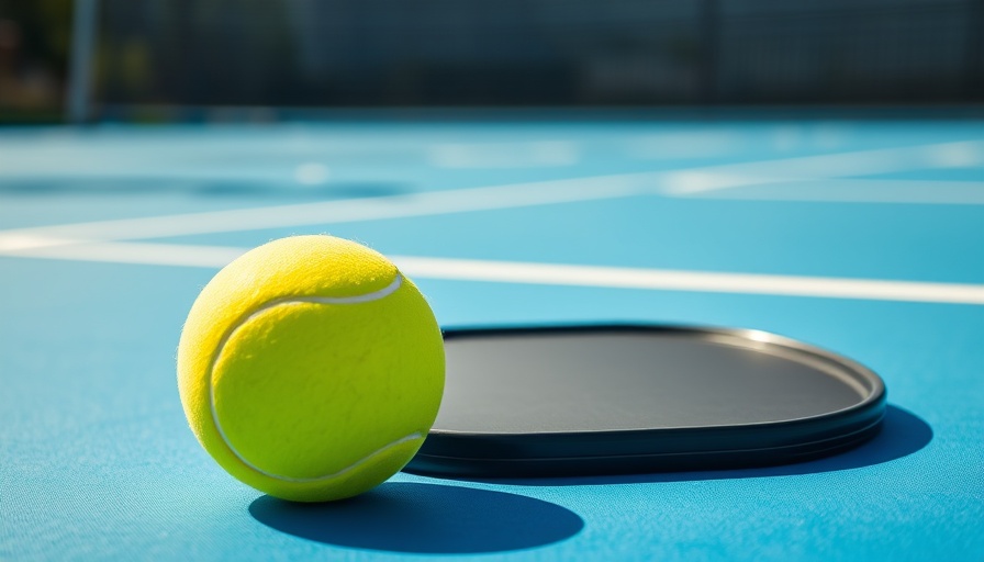 Close-up of pickleball paddle and ball on court showing sport's local access growth.