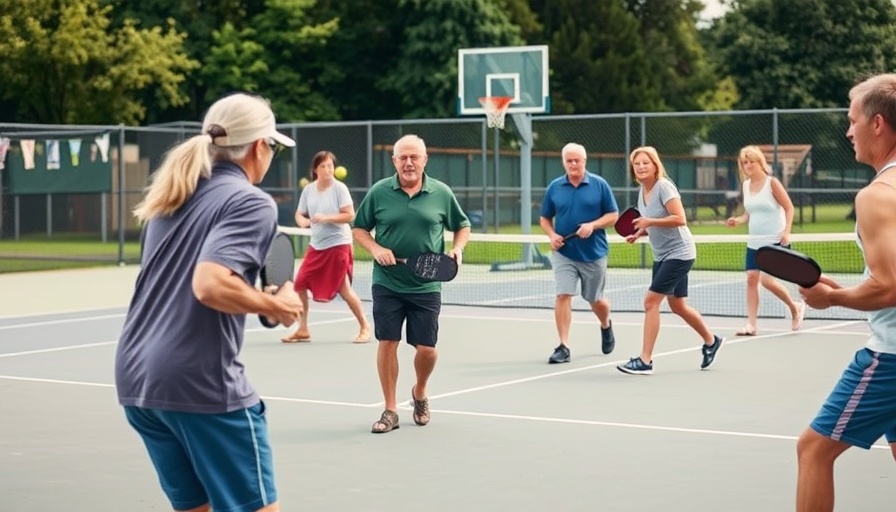 Players stepping back from the kitchen line in a pickleball game.