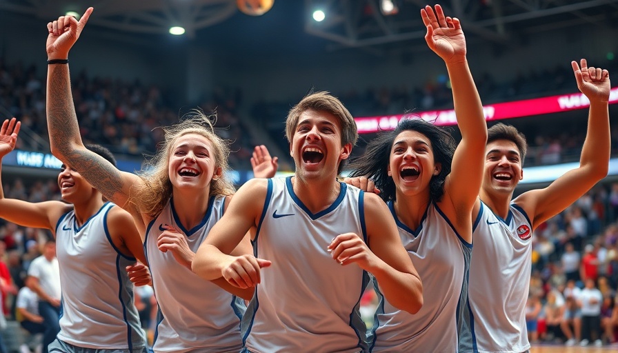 St. Louis Shock in victorious celebration in sports arena.